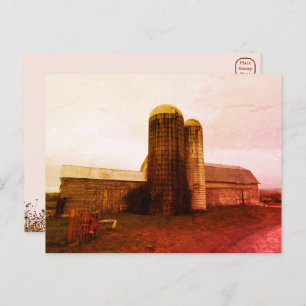 Old Barn: Red Moon Mourning Postcard