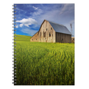 Old Barn Surrounded by Spring Wheat Field 1 Notebook