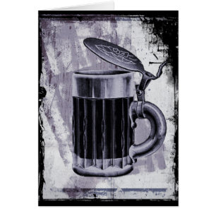Old Beer Stein Illustration on Grunge Background