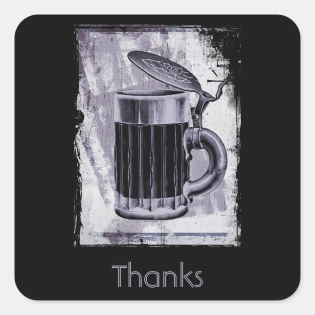 Old Beer Stein Illustration Thanks Square Sticker (Front)