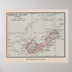 Old Bermuda Map (1912) Vintage Bermudian Island Poster