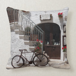 Old bike and storefront in Apulia Cushion