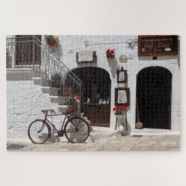 Old bike and storefront in Apulia Jigsaw Puzzle (Horizontal)