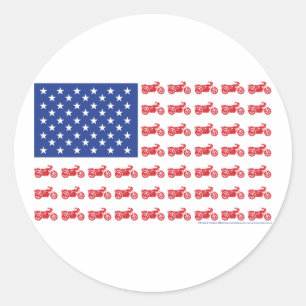 OLD-BIKE-FLAG-2-TEE CLASSIC ROUND STICKER