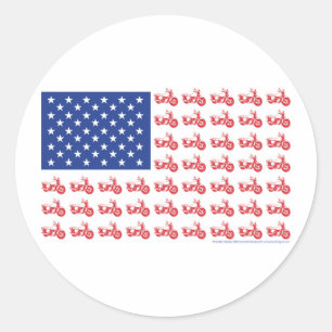 OLD-BIKE-FLAG-TEE CLASSIC ROUND STICKER