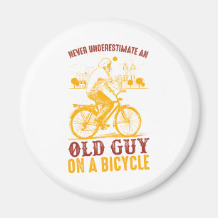 Old Biker Design   Bicycle   never underestimate  Magnet