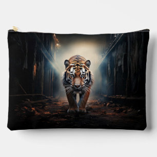 Old black and orange tiger in surreal forest No 2 Accessory Pouch