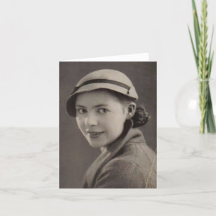 Old black and white photo of beautiful 1930’s lady card