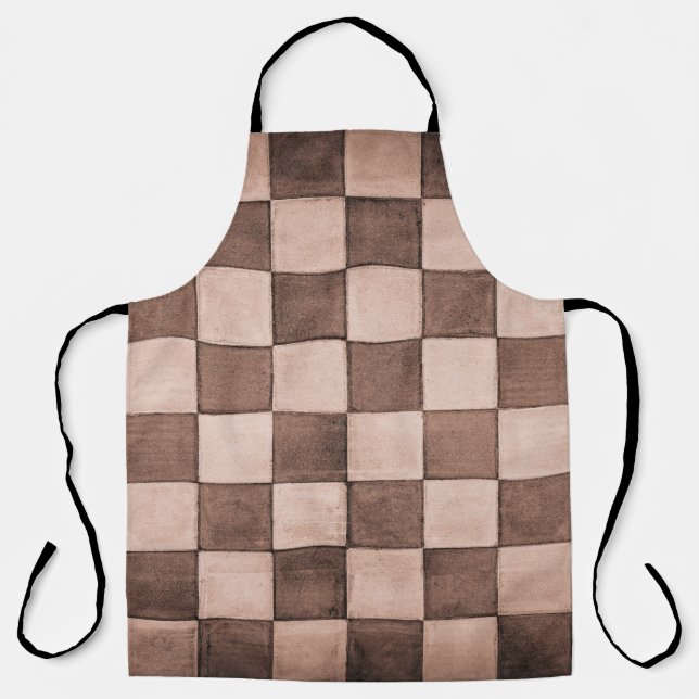 Old black and white tiled stone wall texture backg apron (Front)