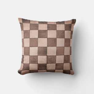 Old black and white tiled stone wall texture backg cushion