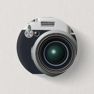 Old black camera 3 cm round badge