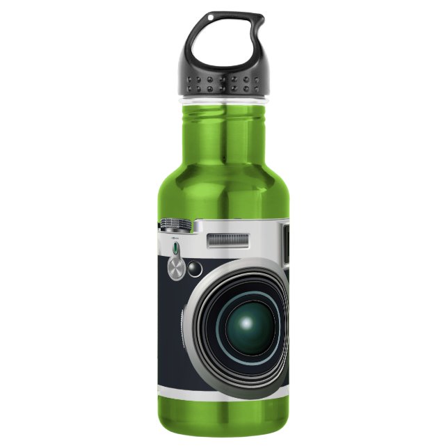 Old black camera 532 ml water bottle (Front)