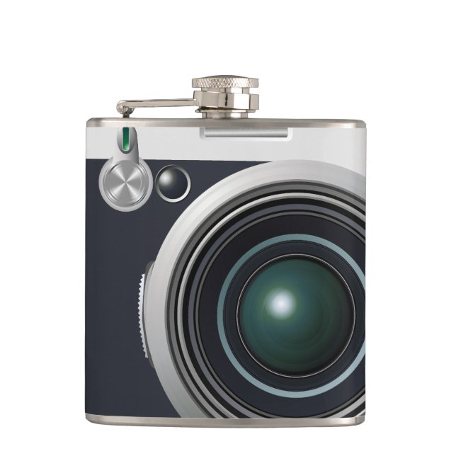 Old black camera hip flask (Front)