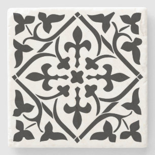 Old Black Mediaeval Marble Stone Coaster