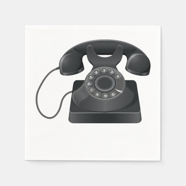 Old Black Phone Paper Napkins (Front)