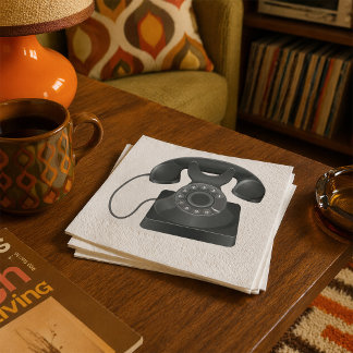 Old Black Phone Paper Napkins