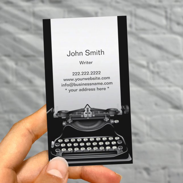 Old Black Typewriter Writer Business Card (Creator Uploaded)