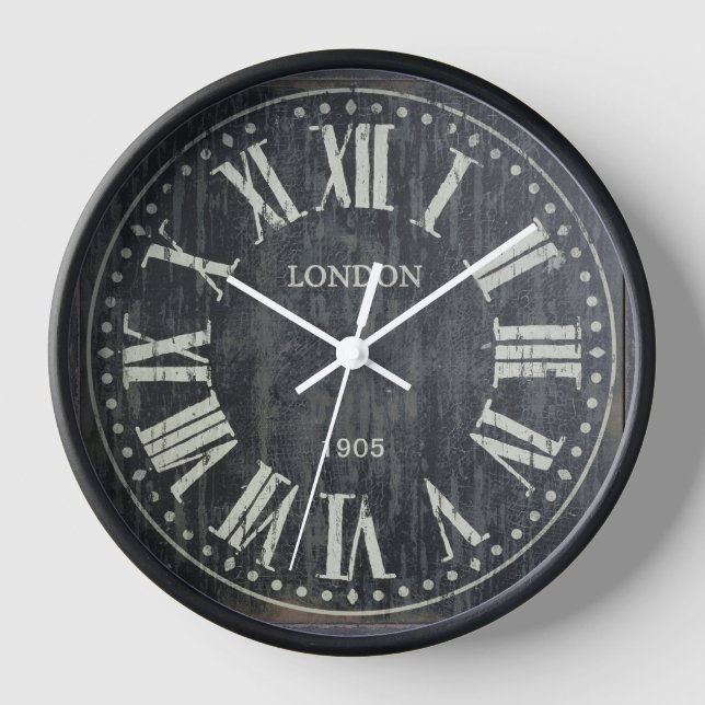 Old Black Vintage Clock Roman Numerals (Front)