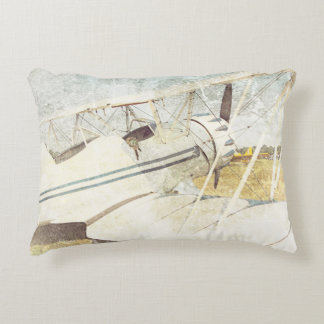 Old Blue Antique Aeroplane Rectangle Accent Pillow