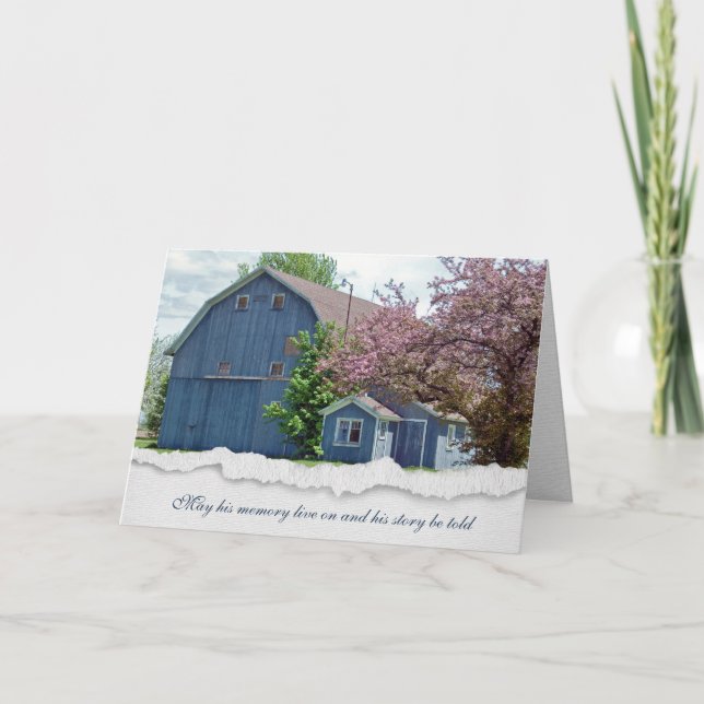 old blue barn sympathy card (Front)