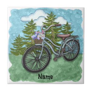 Old Blue Bike Bicycle Ceramic Tile