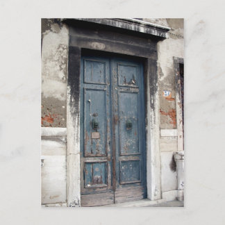 old blue door postcard
