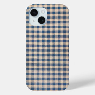 Old Blue Gingham iPhone 15 Case