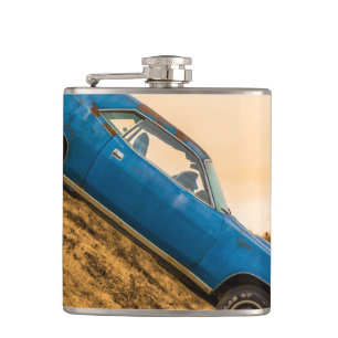 Old Blue Plymouth Barracuda Hip Flask
