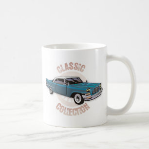 Old blue vintage car with white hardtop roof coffee mug