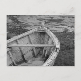 Old Boat in Black and White Postcard
