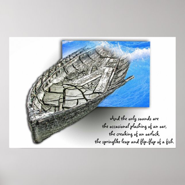 old boat memories in 3D with quote nautical poster (Front)