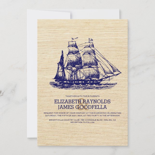 Old Boat Wedding Invitations (Front)