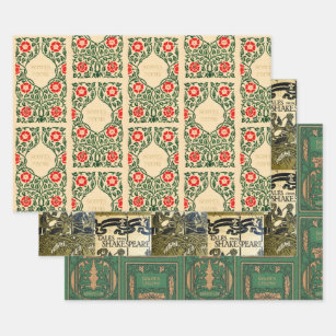 Old Book Covers (Beige & Green) Wrapping Paper Sheet