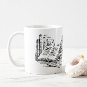 Old book drawing   Just one more chapter Coffee Mug