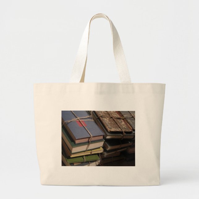 Old book stack large tote bag (Front)