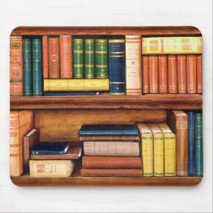 Old Books Antique Library Bookshelf Mousepad