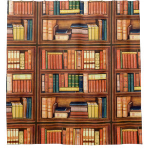 Old Books Bookshelf Shower Curtain