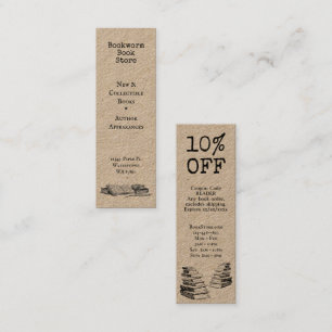 Old Books Editable Store Discount Mini Business Card