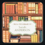 Old Books Library Personalised Bookplate Stickers<br><div class="desc">Custom personalised bookplate stickers featuring a vintage illustration of old books on antique library bookshelves. A great gift for an avid reader, teacher, librarian or any book lover. Add the book owner's name and custom text - "From the library of" or "This book belongs to" etc. Customise it further if...</div>