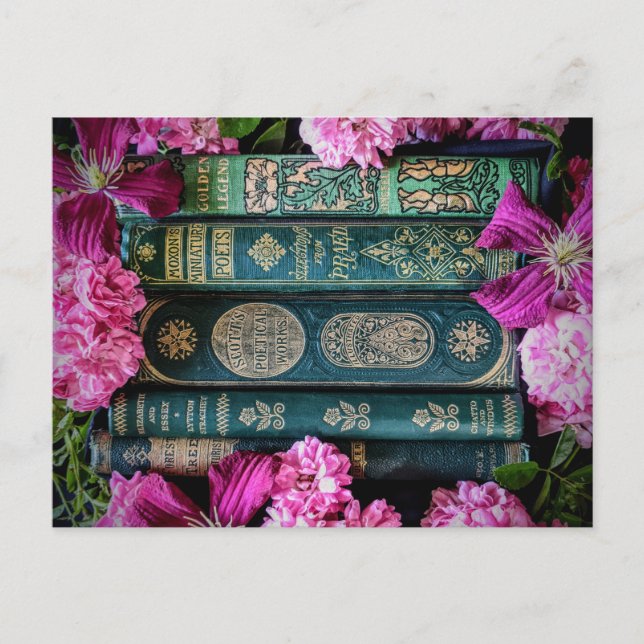 Old Books & Old Roses Postcard (Front)