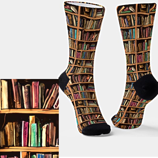Old Books on Shelves Socks (Creator Uploaded)