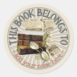 Old Books & Spectacles Bookplate Sticker