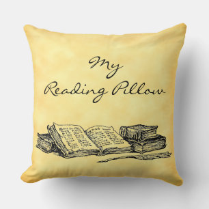 Old Books, Writing Quill on Grunge Custom Pillow