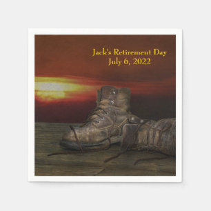 old boots and sunset for Retirement Party Napkin