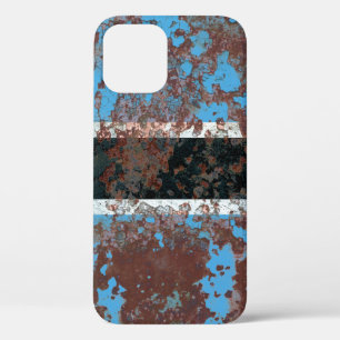 Old Botswana grunge background flagabstract, aged, iPhone 12 Case