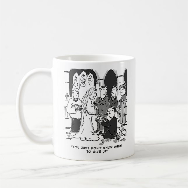 Old Boyfriend Proposes to Bride at Wedding - Funny Coffee Mug (Left)