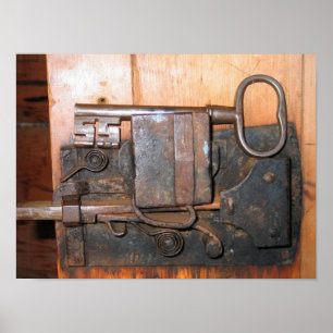 Old Brass Door Lock Poster