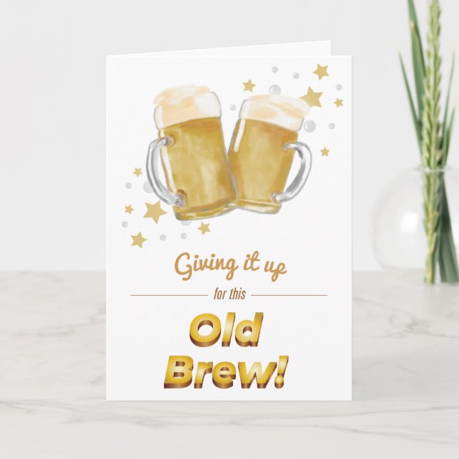 “Old Brew” Punny Beer Birthday Card (Front)