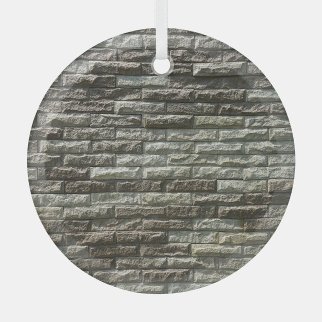 Old Brick Wall: Distressed Texture Glass Tree Decoration (Front)