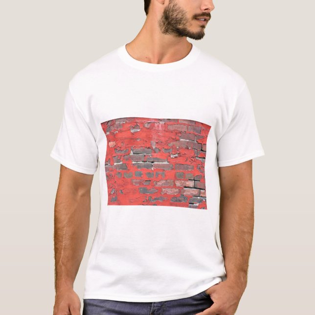 Old Brick Wall With Peeling Red Paint T-Shirt (Front)
